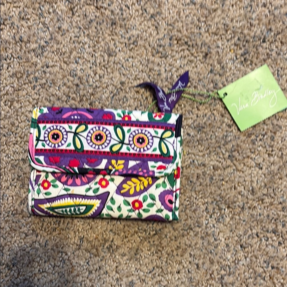 Vera Bradley Women's Floral Wallet - Purple and Cream
